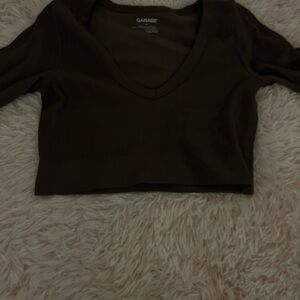 Garage Women's Dark Brown V-Neck Blouse